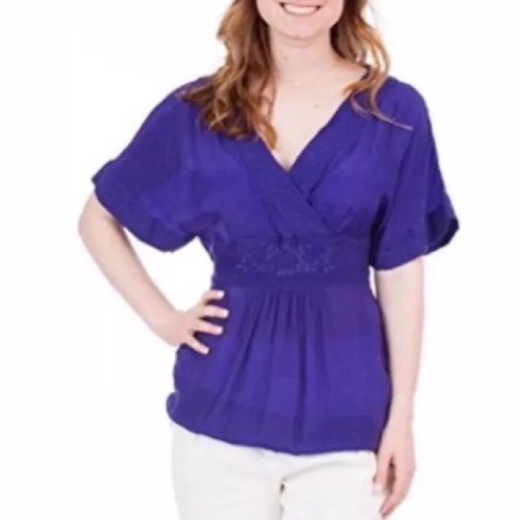 Anthropologie Tops - Anthropologie Maeve Purple Short Sleeve Blouse